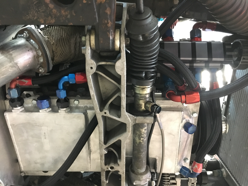 The team’s low-profile oil pan installed under the LS3.